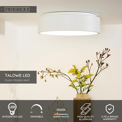 Lucide TALOWE LED - Flush ceiling light - Ø 45,5 cm - LED Dim. - 1x30W 3000K - White